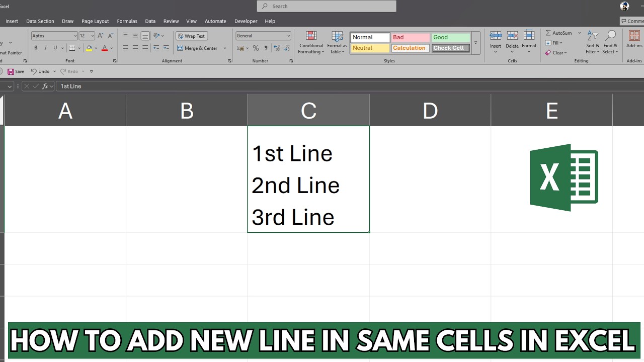 How to add new line in cell in #excel