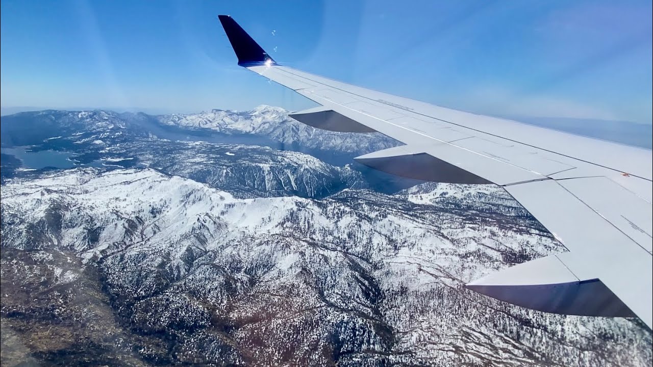 FLIGHT EXPERIENCE | Breeze Airways A220-300 Las Vegas - San Bernardino, CA | Snowy Mountain Wingview