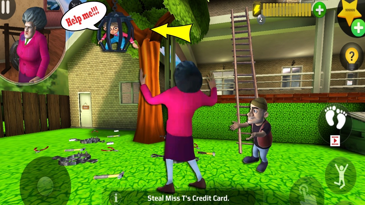 Scary Teacher 3D - New updater - troll Miss T fell face down so fun part 5536 #scaryteacher3d