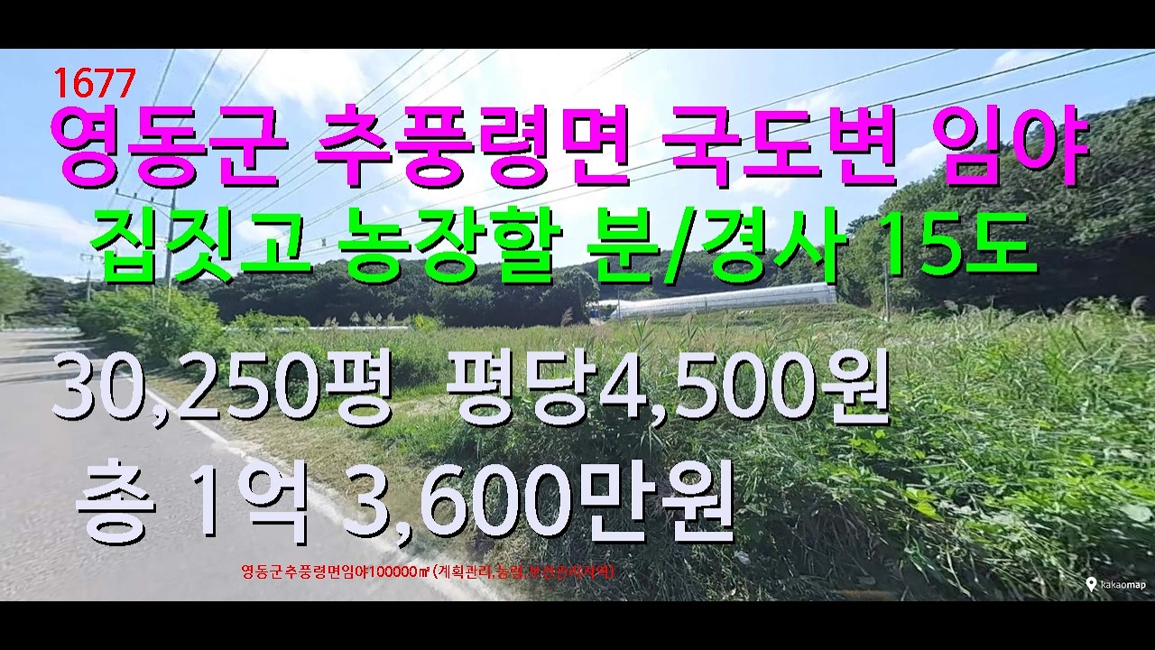 [번호 1677}충북 영동군 추풍령면 밭같은 임야