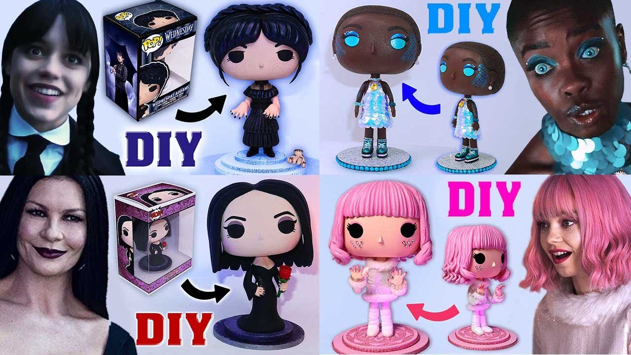 🖤100% DIY: Crea tus propias Funko Pops de la serie Miércoles/Merlina en la Escena del baile 🖤