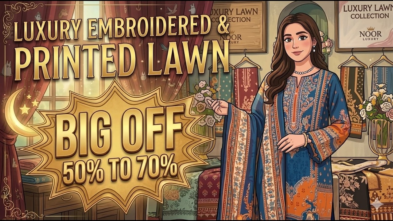 luxury embroidered,printed lawn collection in big off. 03016153280