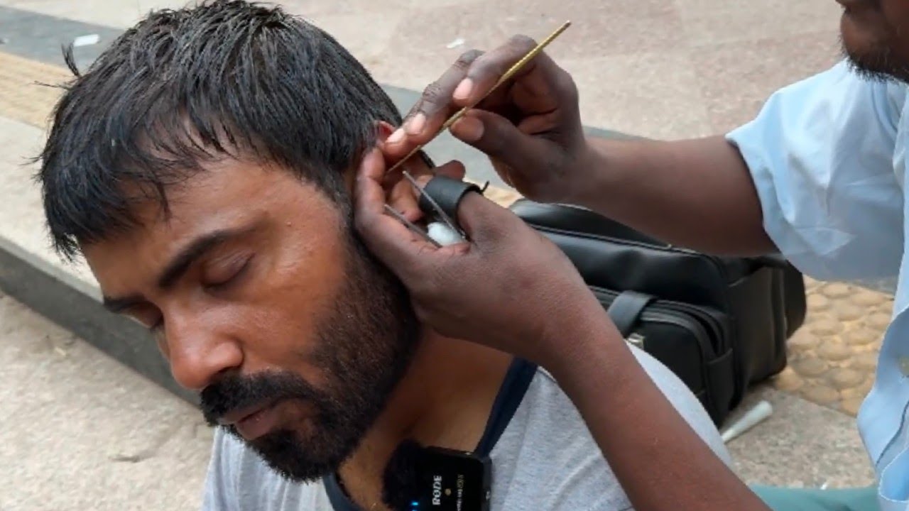 Ear Cleaning in India – Surprisingly Relaxing Experience! | ASMR Street Barber