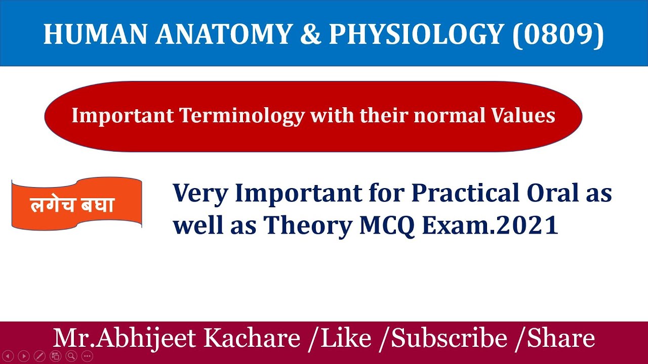 MSBTE Practical Exam/Human Anatomy & Physiology/Normal values/Important terminology/2021