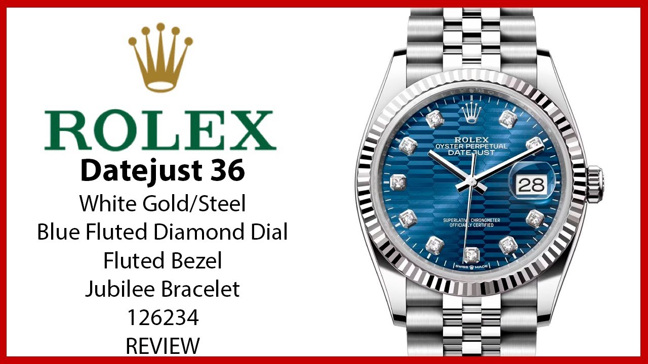 ▶ Rolex Datejust 36 White Gold/Steel Blue Fluted Motif Diamond Dial & Fluted Bezel 126234 - REVIEW