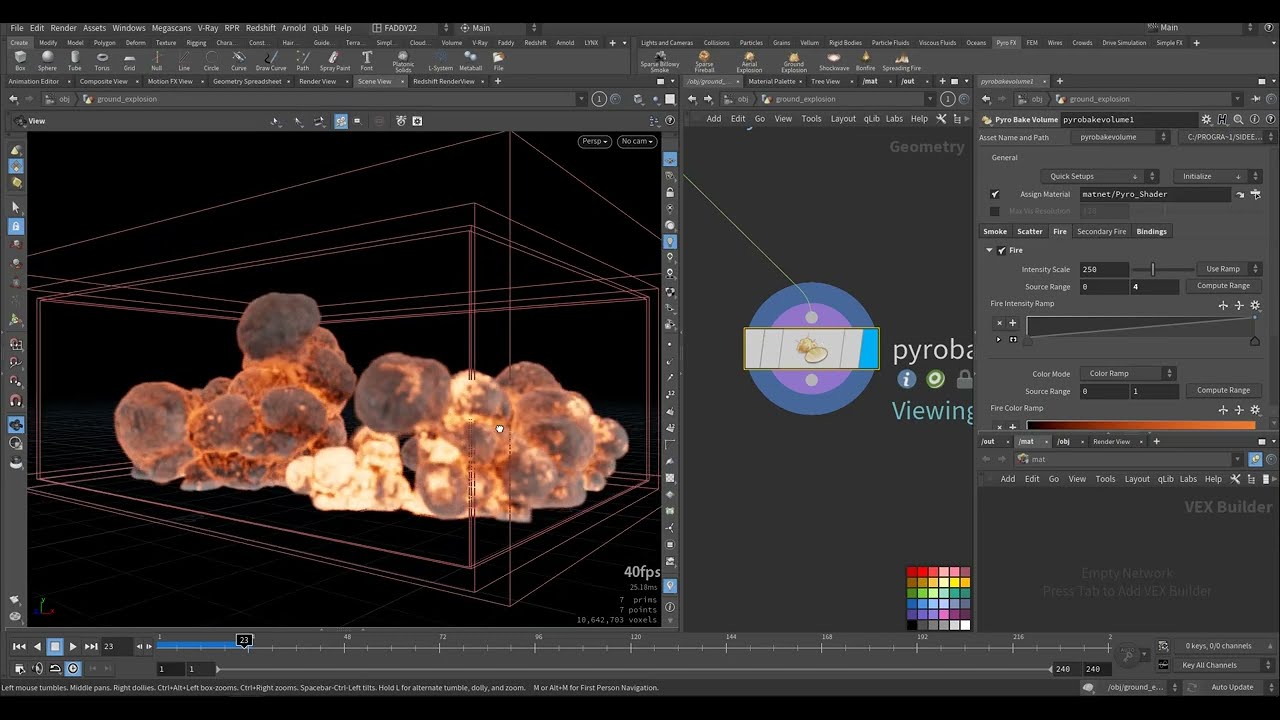 How to use  Pyro Bake Volume node in Houdini