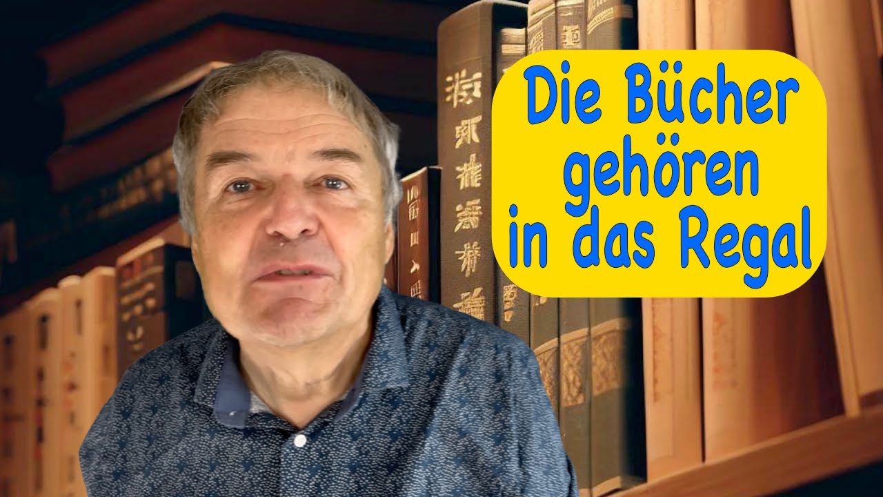 Die B&uuml;cher geh&ouml;ren in das Regal
