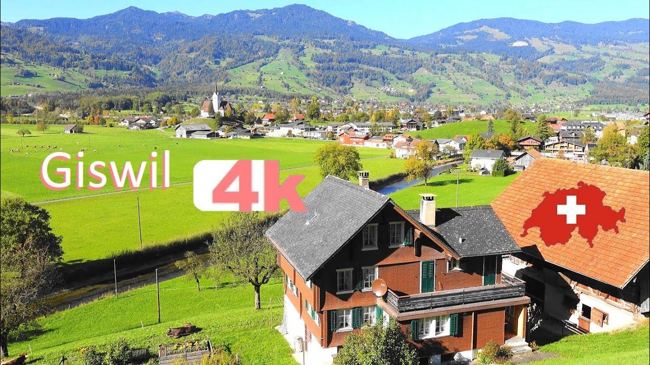 SWITZERLAND - GISWIL - PART 5 - LUNGERN - Walking Tour beautiful villages - hermosos pueblos - 4k
