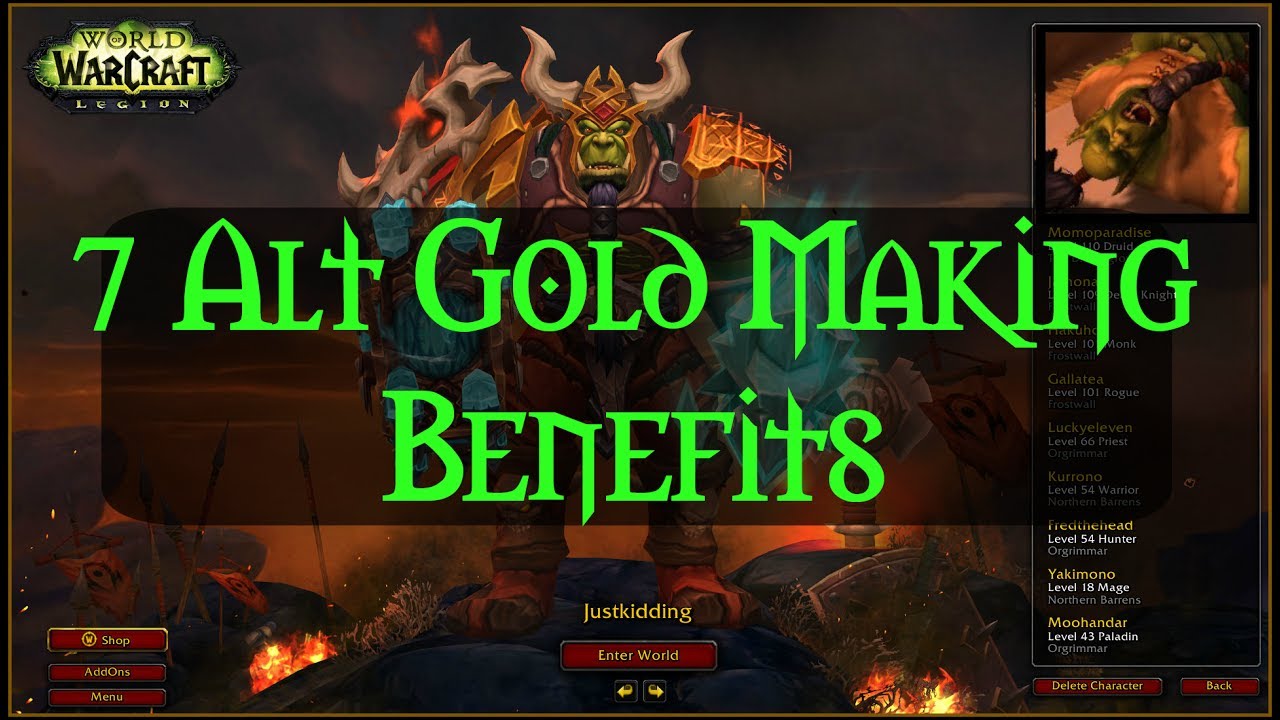 7 Benefits of Having Alts for Gold Making