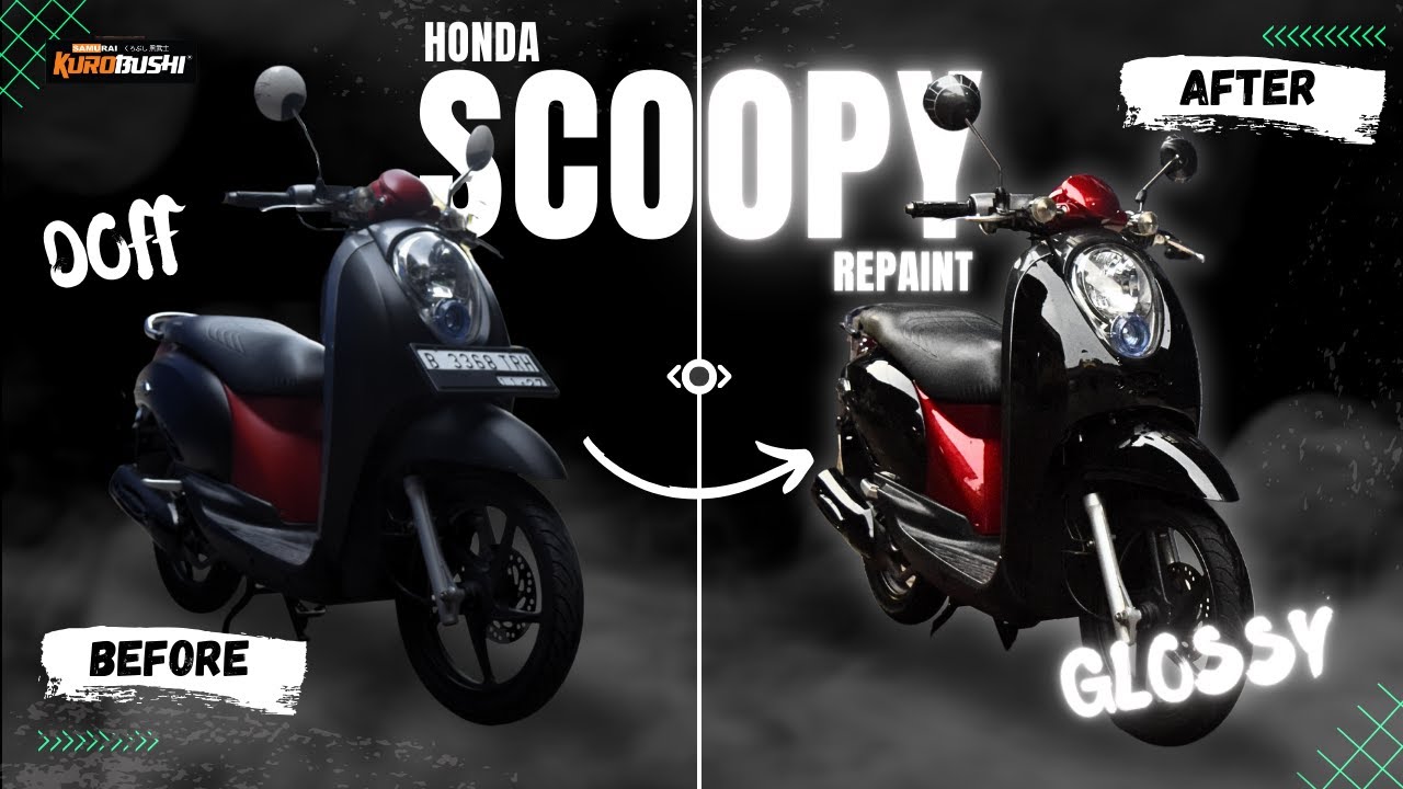 SAMURAI PAINT | REPAINT CAT DOFF JADI GLOSSY ❗❗ | HONDA SCOOPY | BODY C011 MERAH CANDY + 109 BLACK