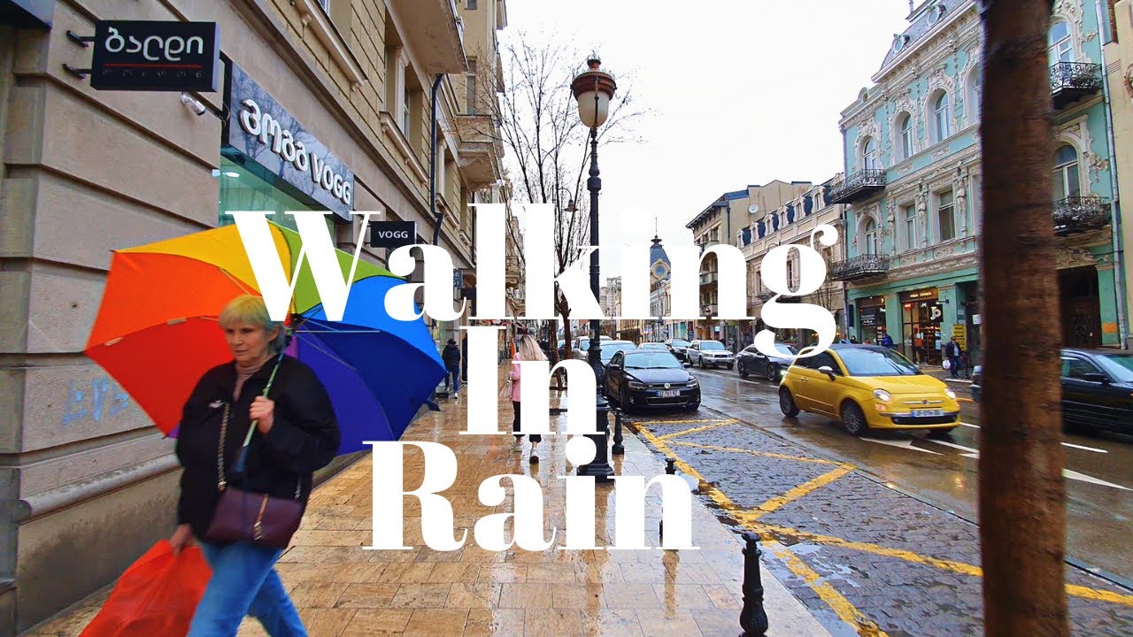 【4K】Walking in Rain / Georgia, Tbilisi / Aghmashenebeli Ave / Part 1