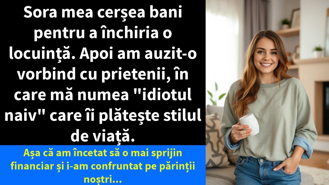 Sora mea cerșea bani pentru a închiria o locuință. Apoi am auzit-o vorbind cu prietenii,