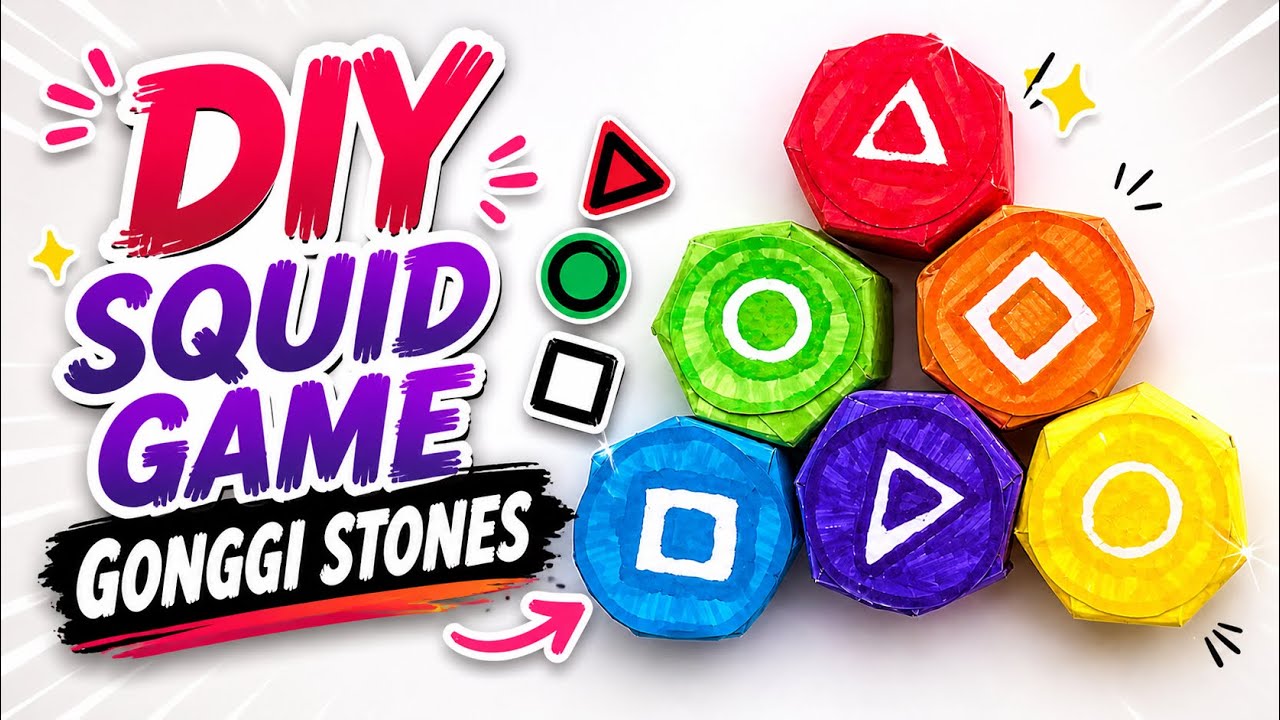 DIY Paper Squid Game Gonggi Stones 🦑 | Easy & Fun Korean Game Craft Tutorial