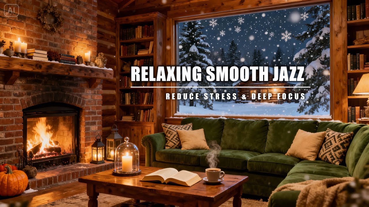 Cozy Smooth Jazz ⛄ Relaxing Winter Coffee Shop Ambience & Soft Piano Mood Music