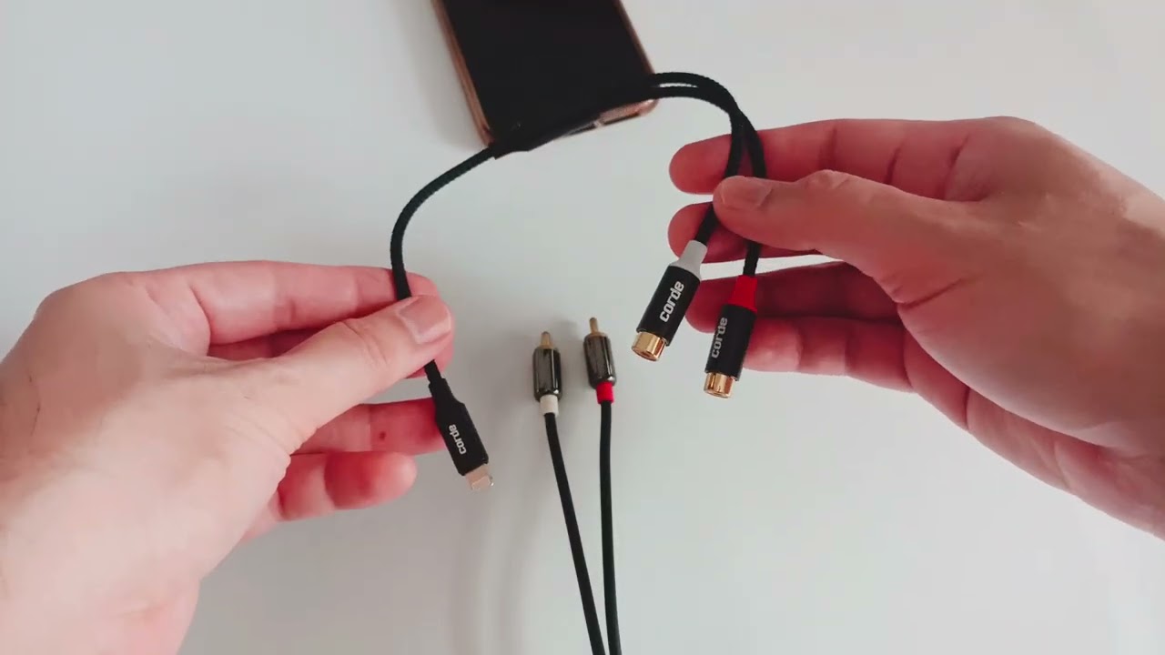 How to deal with RCA cable on Apple iPhone with Lightning to 2 female Stereo built-in DAC adapter