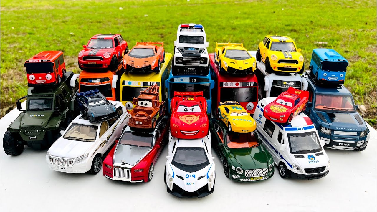 Unboxing Mobil mobilan, Bus tayo, Mobil Police, Ambulance, Jeep, Lamborghini Scv12, Toyota Car #6283