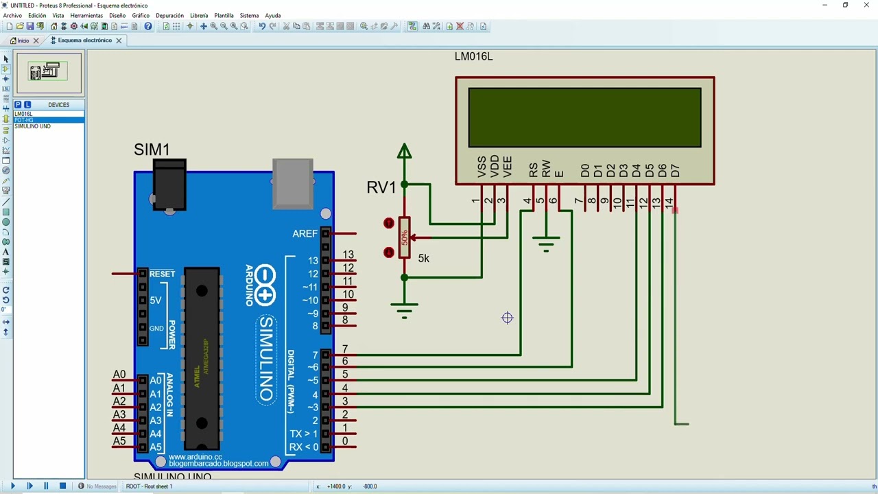 SIMULACIÓN 3.1 PROTEUS ARDUINO Uso del LCD 16x2