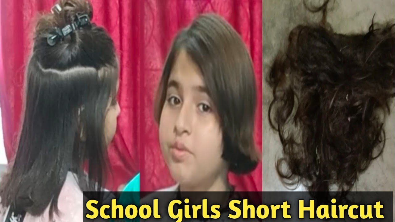 School Girls Very Short Hair Cut // Long To Short Haircut // Bob Hair Cut