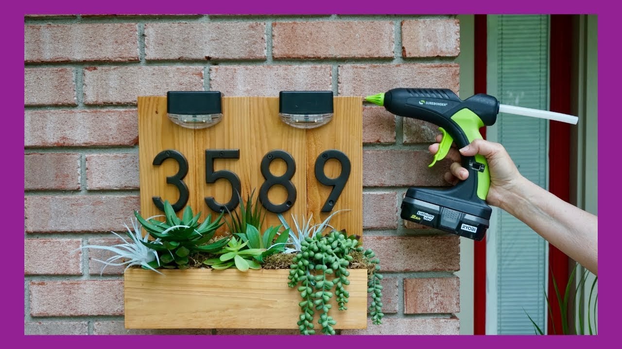 DIY Modern House Address Sign using Hot Glue
