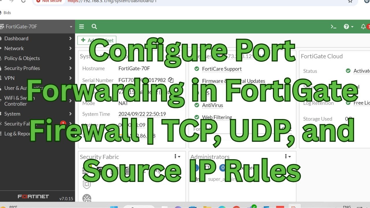 FortiGate Firewall Configuration Part-2 | Port Forwarding, TCP/UDP, and Source IP Rule Setup