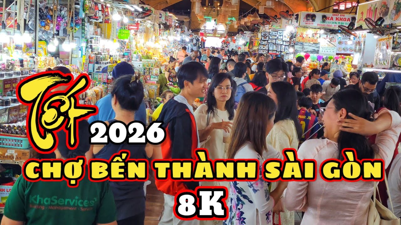 [8K] Choáng Ngợp Biển Áo Dài Tết Bính Ngọ 2026 Tràn Ngập Chợ Bến Thành Sài Gòn