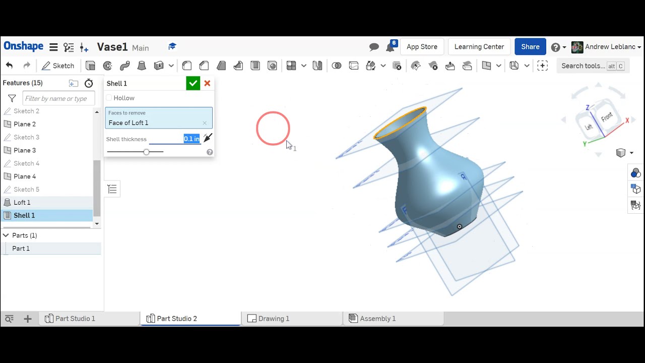 Onshape Loft tutorial (Vase)