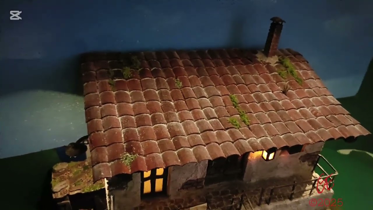 Presepe stile popolare artigianale "Il vecchio casale" (misure 56x36x41)