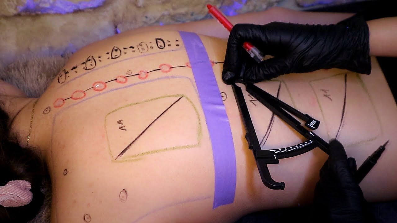 💤ASMR examen BIZARRE du dos : traçage, contrôle de la colonne vertébrale et allergies