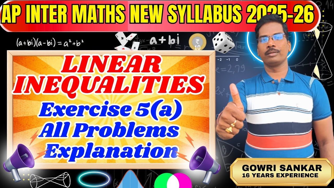 AP Intermediate Maths New Syllabus|| Chapter-5||Linear Inequalities|Exercise 5(a)||Must Watch Video|
