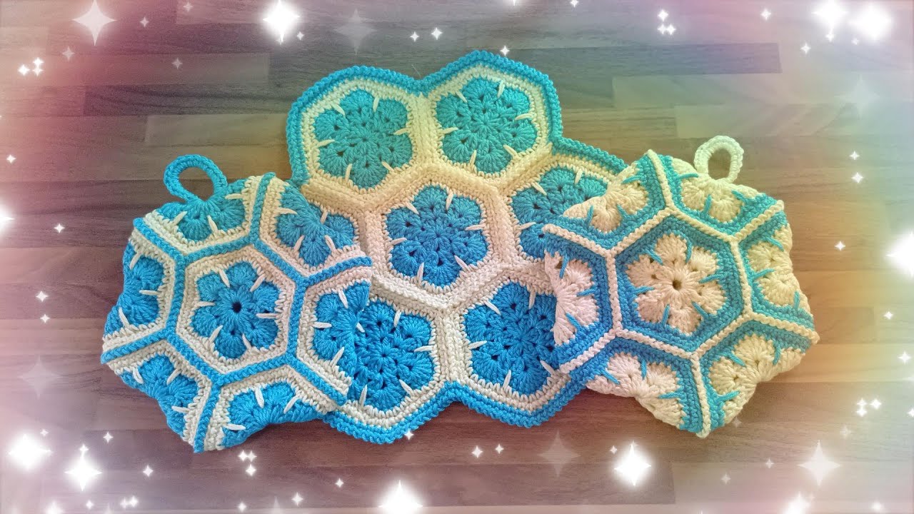 Presina esagonale con centrotavola abbinato... 🧶🩷💮