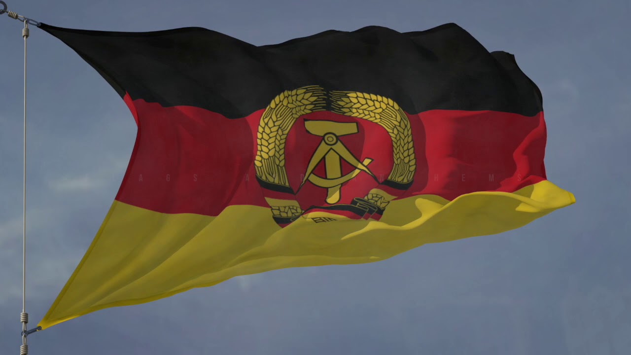 Waving flag and National Anthem of the German Democratic Republic, GDR  (DDR)
