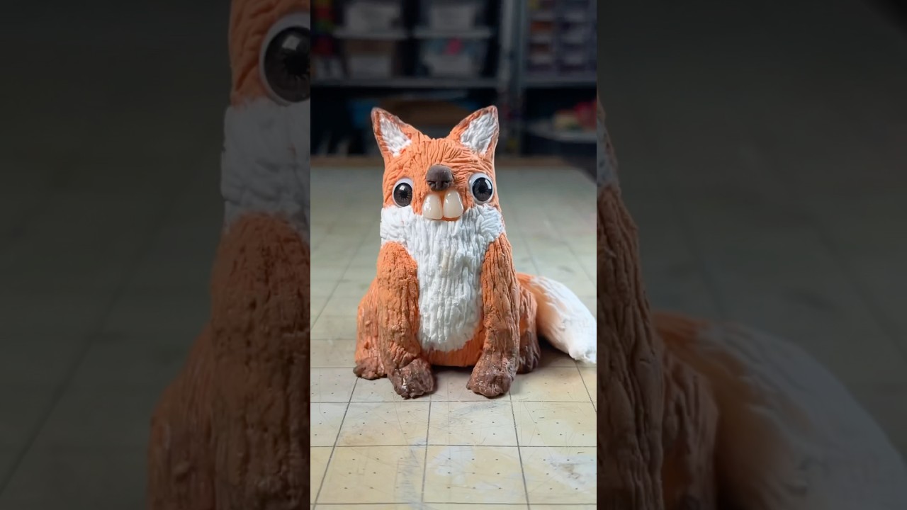 Making an air dry clay blob fox