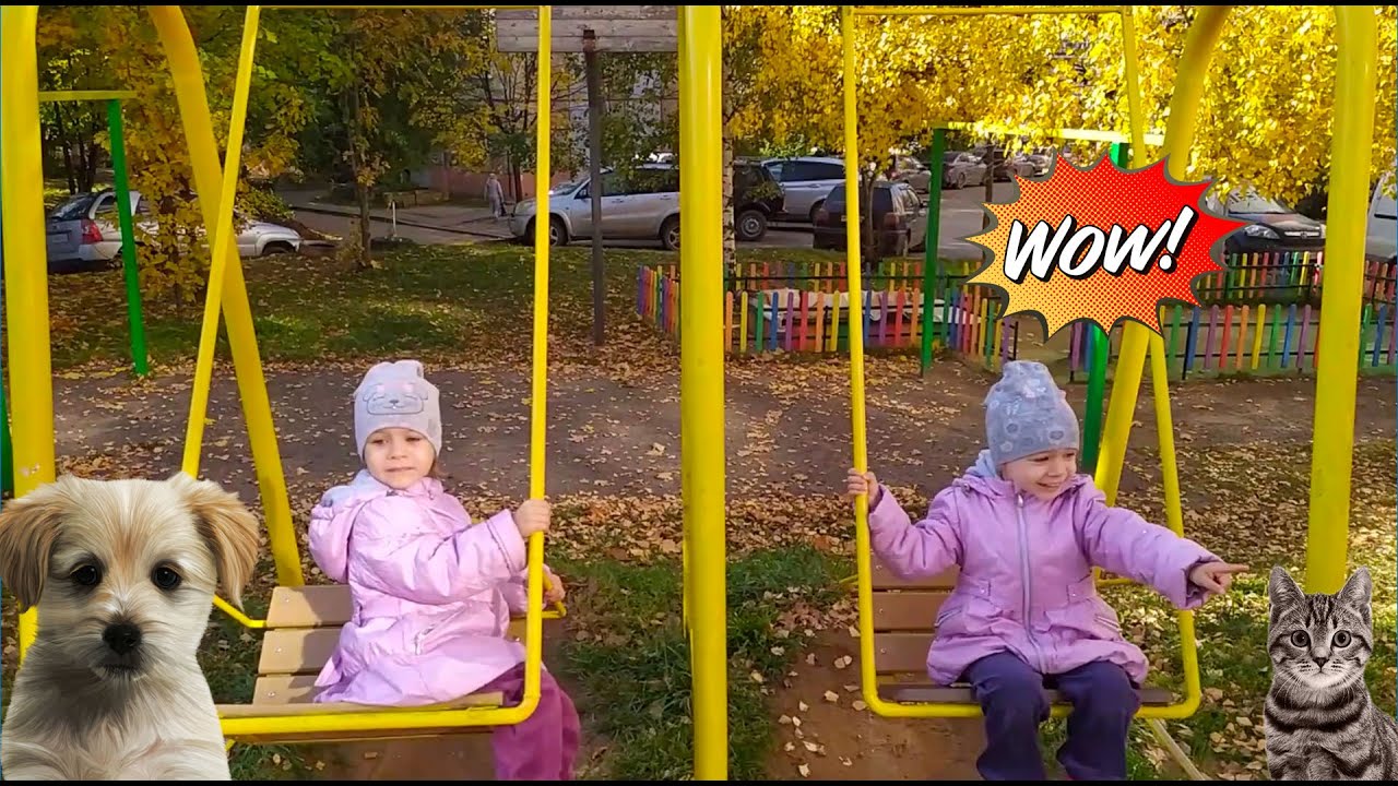 Дива и Ева качаются на Качелях / Diva and Eva swing on the swing