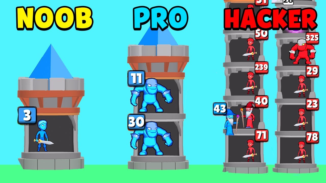 NOOB vs PRO vs HACKER - Hero Tower Wars