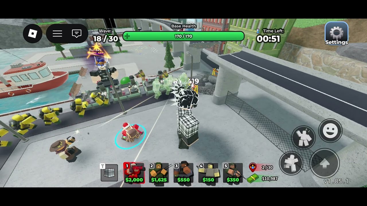 Playing a tower defence game with my frend