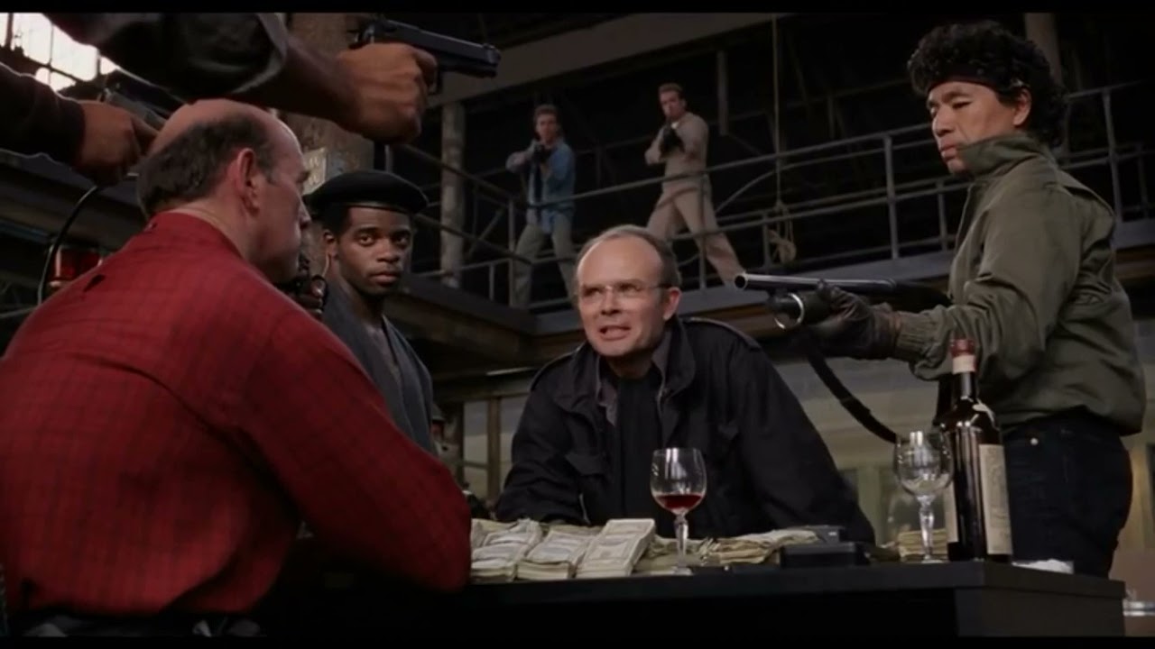Robocop Ruthless Detroit crime lord Clarence Boddicker gets all camp at the sight of guns
