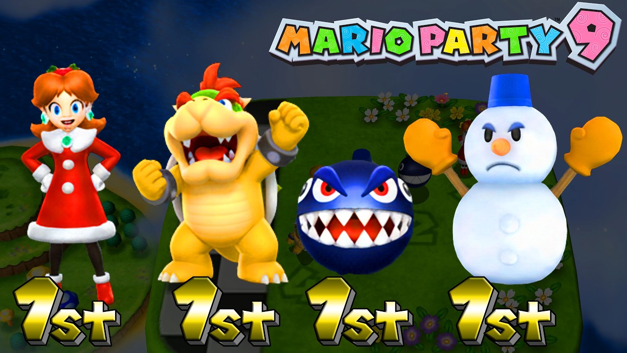Mario Party 9 Minigames High Rollers - Chainchomp vs Daisy vs Bowser Jr. vs Snowman MasterDifficulty