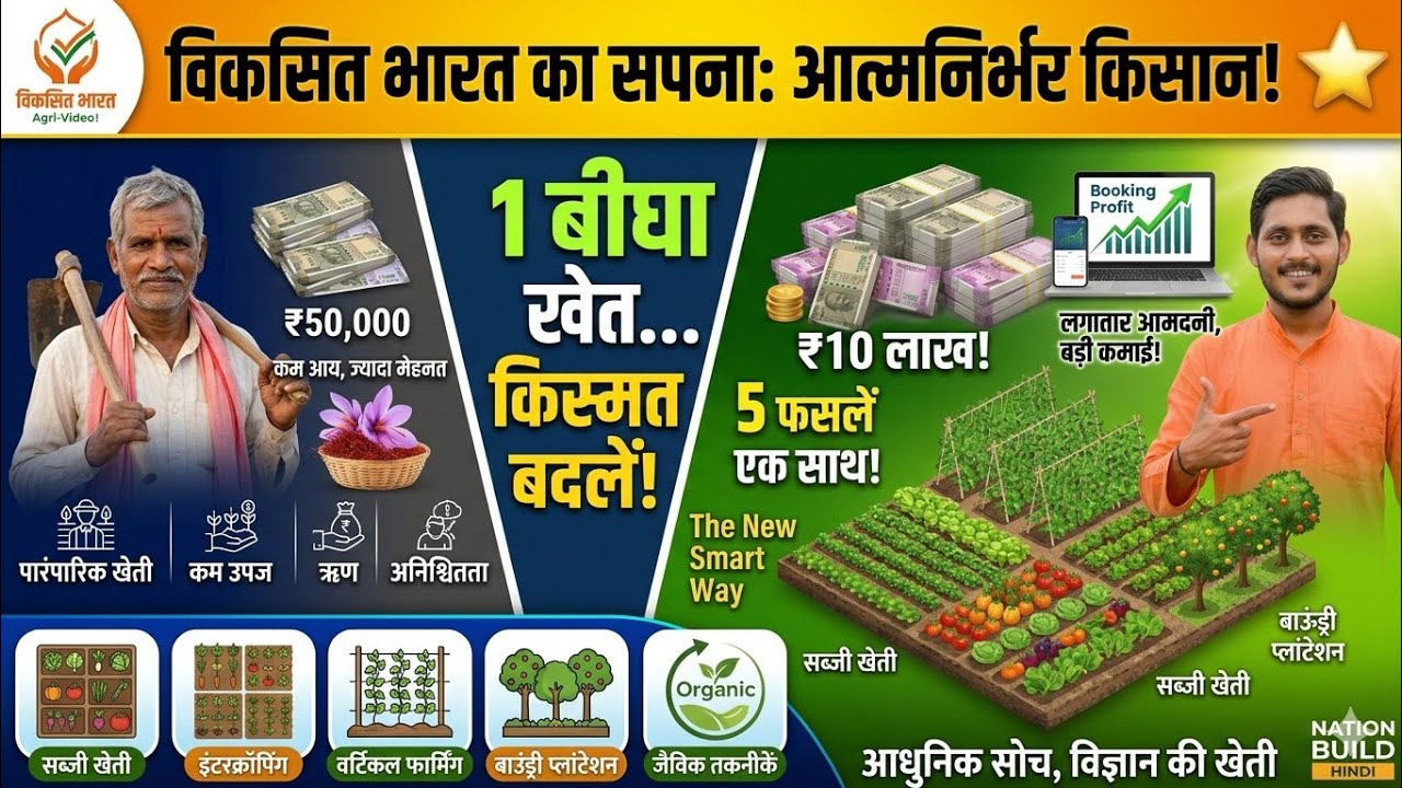 1 बीघा खेत में 5 तरह की खेती | Smart Farming से बदली किसान की ज़िंदगी | Viksit Bharat.