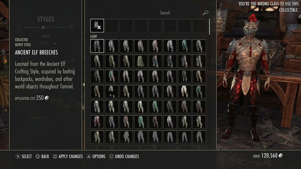 ESO HOW TO CHANGE OUTFIT STYLES
