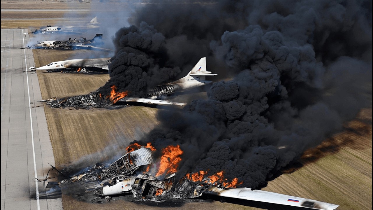 Daring Ukrainian FPV Drone Swarm Raid BURNS 40 RUSSIAN Nuclear Bombers: Tu-95, Tu-160, Tu-22M!