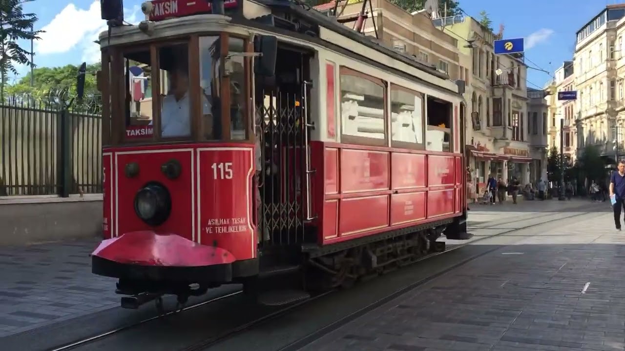 Istanbul, Turkey - Istiklal Street - Red Tram