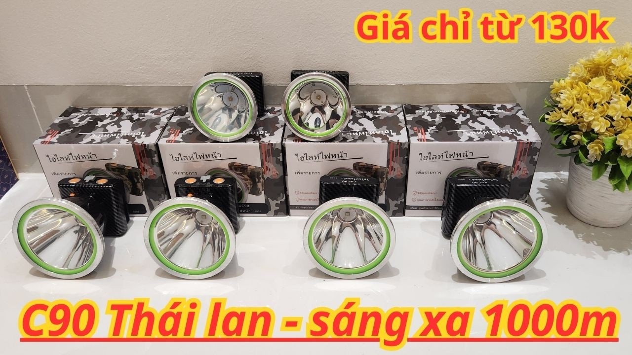Đèn pin đội đầu c90 thái lan | sáng xa - pin lâu - siêu bền  | đèn soi ếch , đèn đi rừng , đi biển
