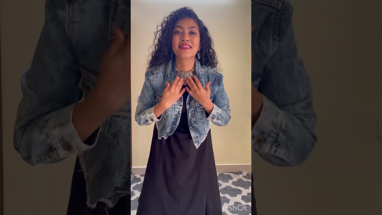 Indowestern look#tamilcontentcreator #tamilfashion #tamilblogger #denimjacket #blackdress #curlyhair