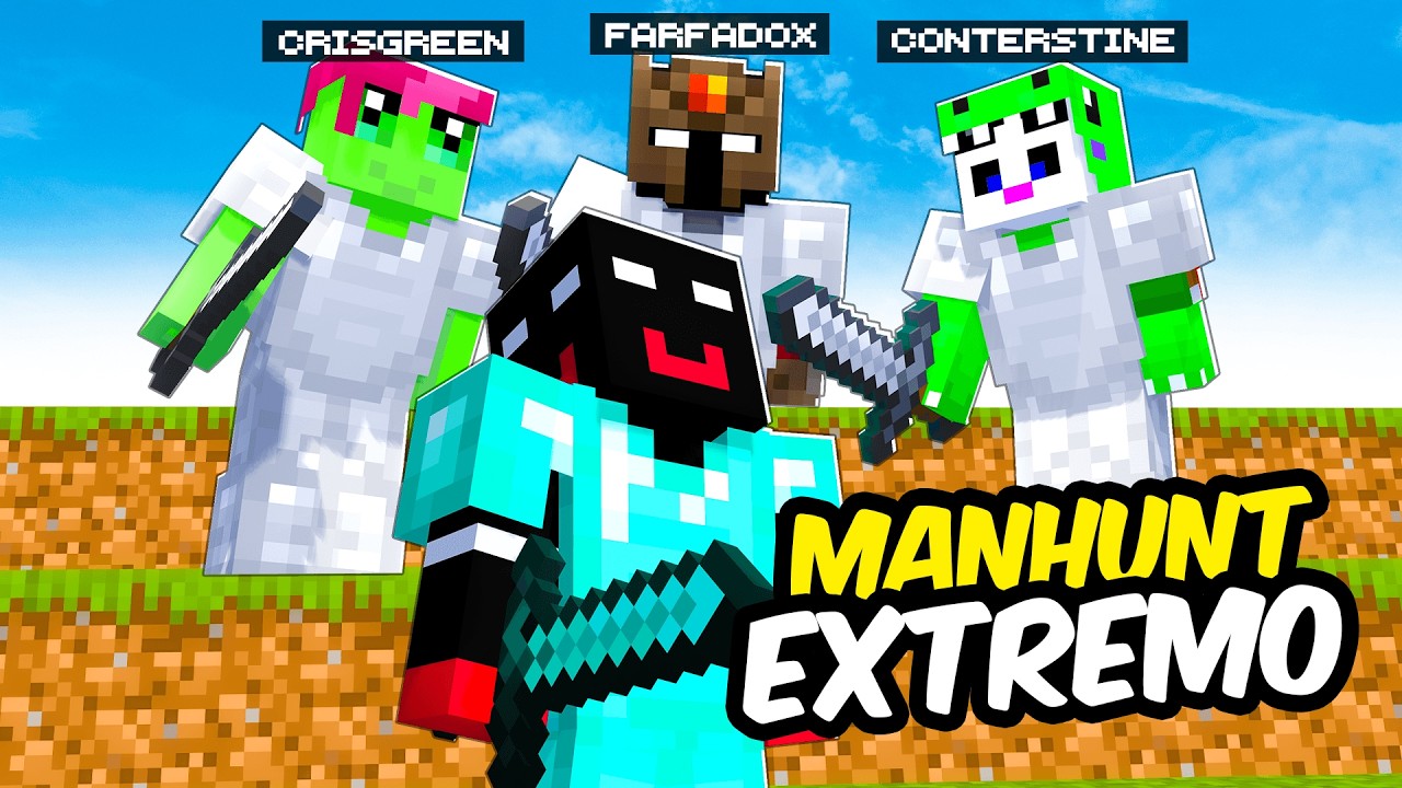 Minecraft Manhunt 1 VS 3 con PROS ⚔️