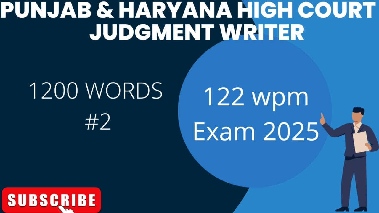 Punjab & Haryana High Court | Judgment Writer | Dictation 122 WPM | @legaldictation