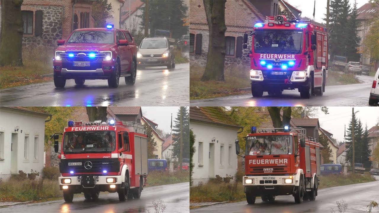 [Gasexplosion sorgt für Dachstuhlbrand!] Einsatzfahrten Feuerwehr und RD zum Großeinsatz in Hönow