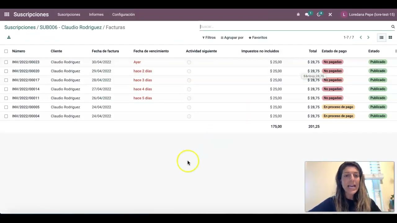 Ver en acción la app de Suscripciones en Odoo - Pagos recurrentes