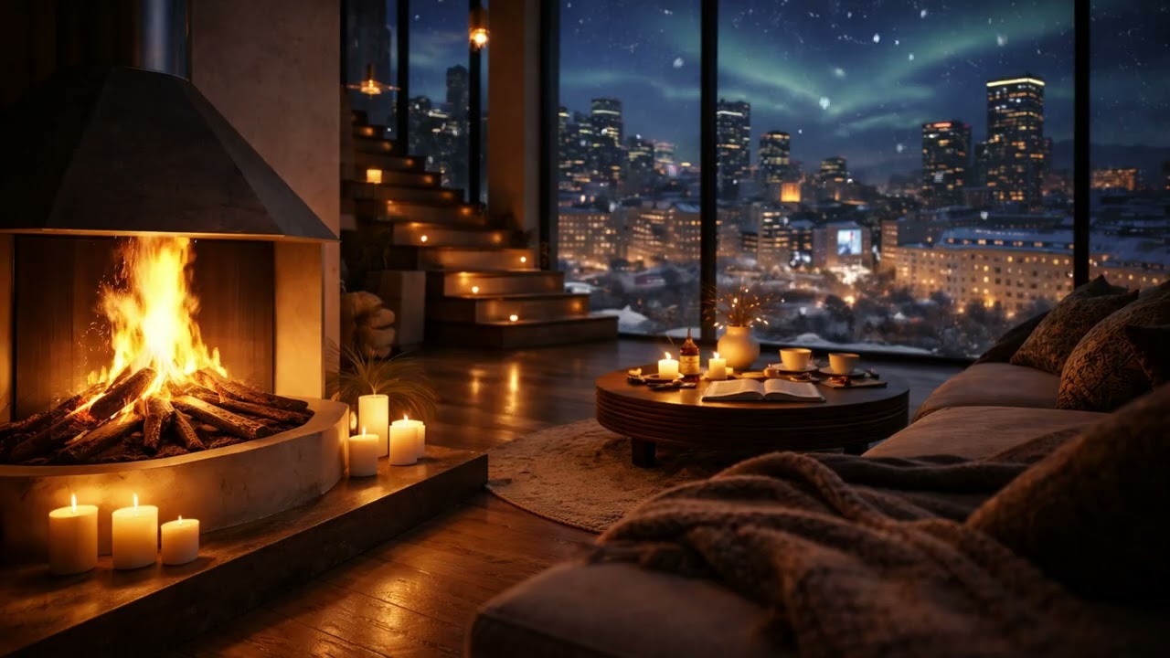 This City Night Will Calm Your Mind 🌌 Snowfall & Apartment Glow