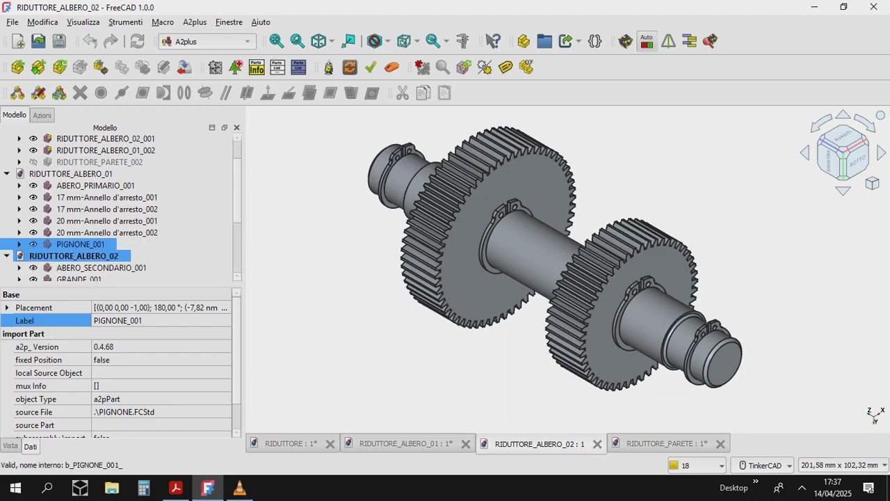 FreeCAD Riduttore o Moltiplicatore  (dipende dai punti di vista)