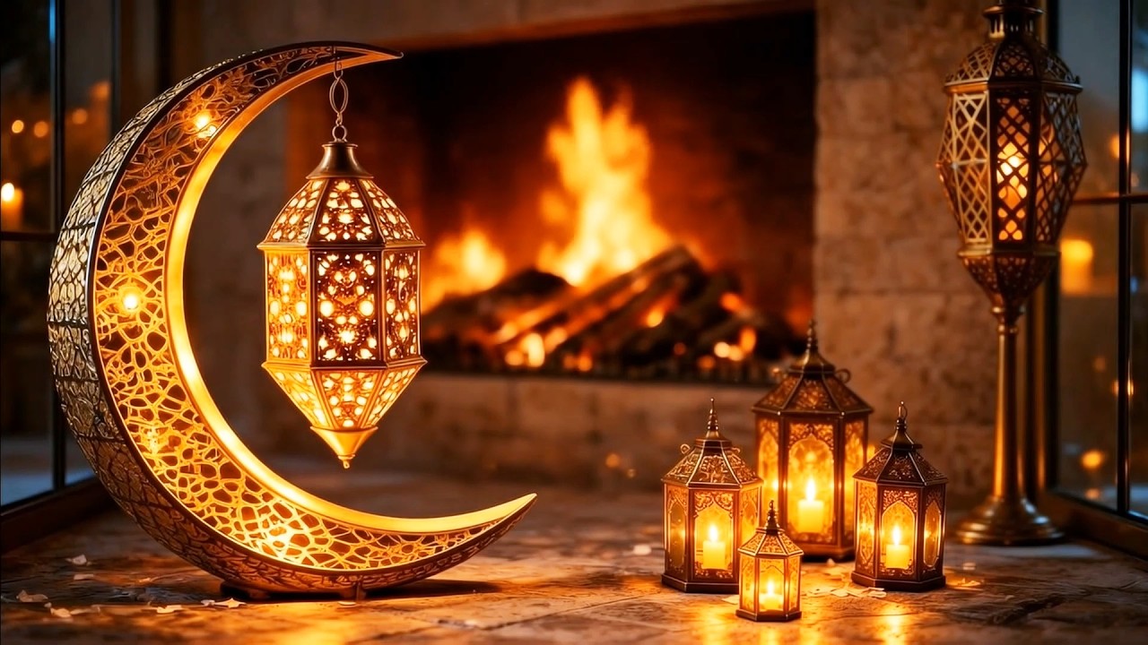 Ramadan Fireplace & Luxury Islamic Ambience رمضان كريم 🌙 خلفية شاشة رمضان دافئة TV Screensaver 2026